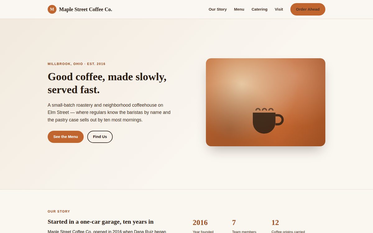 Maple Street Coffee sample site